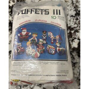 Vintage 1978 Puffets III Sewing Soft Plush Christmas Ornament Kit Toyland #782